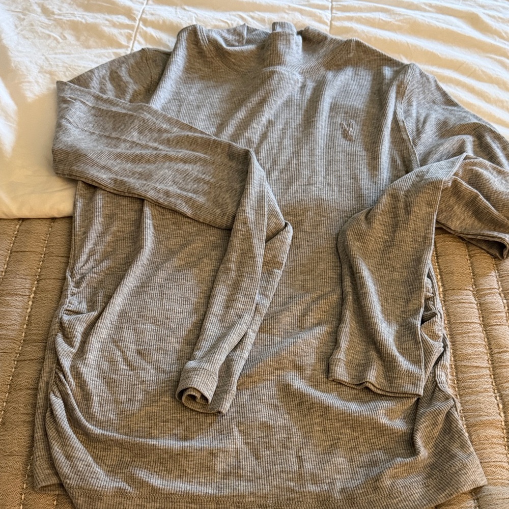 All Saints Ribbed Gray Roll Neck